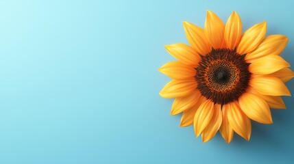 Fototapeta premium Single Sunflower on Blue Background