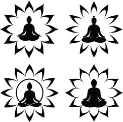 black and white icons set