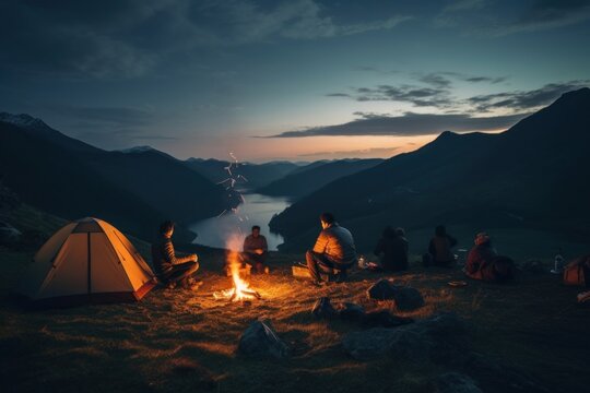 Bonfire tent mountain outdoors.