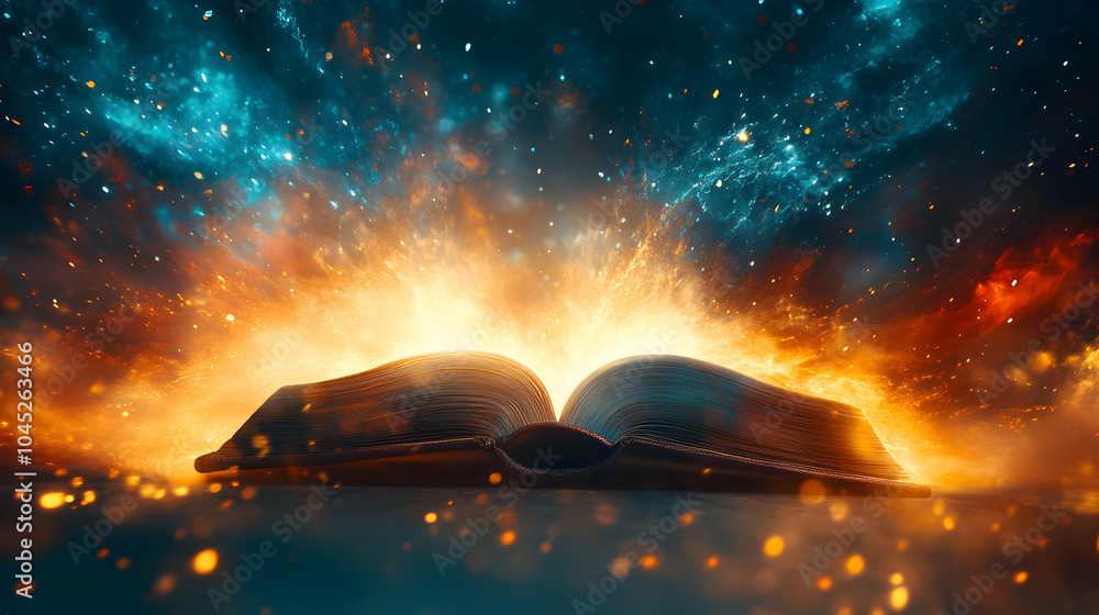 Aufkleber a book surrounded by rays of light symbolizing enlightenment and knowledge