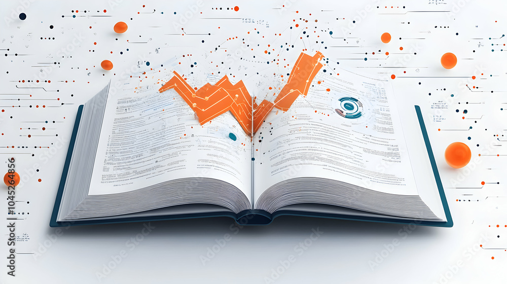Poster a book featuring flowing diagrams and charts illustrating structural concepts in a modern workspace