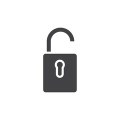 Unlock icon Symbol mark in filled style