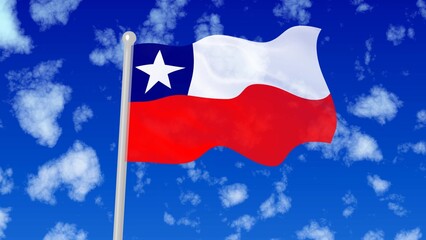 chile flying national flag in the sky