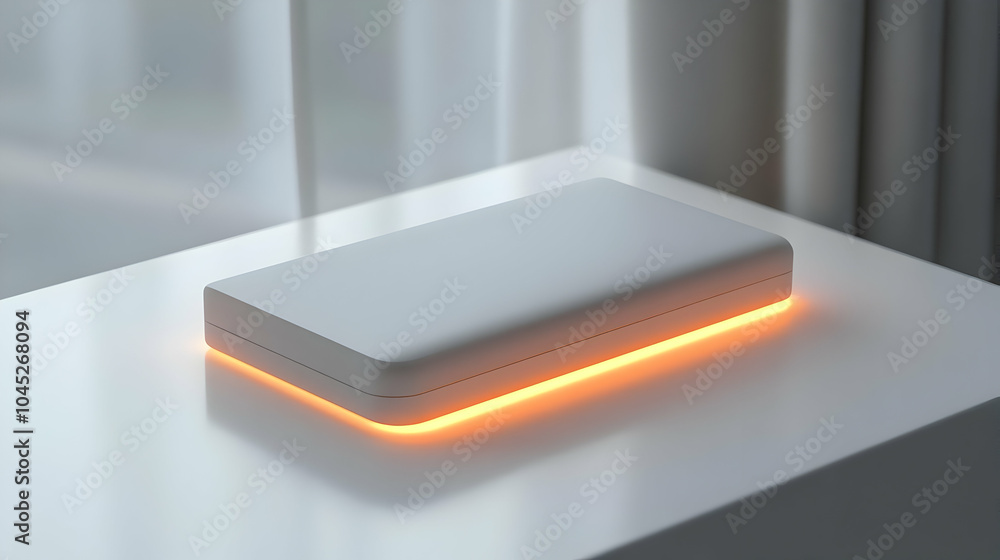 Poster 3d brainwave activated smart wallet concept close-up sleek white device unlocks via brainwave patter