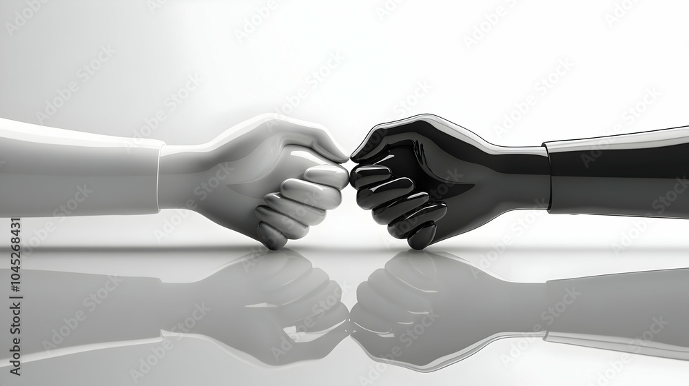 Poster 3d business handshake glossy conference table close-up reflection ample copy space branding text opp