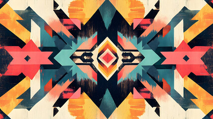 Naklejka premium Detailed Geometric Navajo Pattern Featuring Bold Colors and Intricate Designs