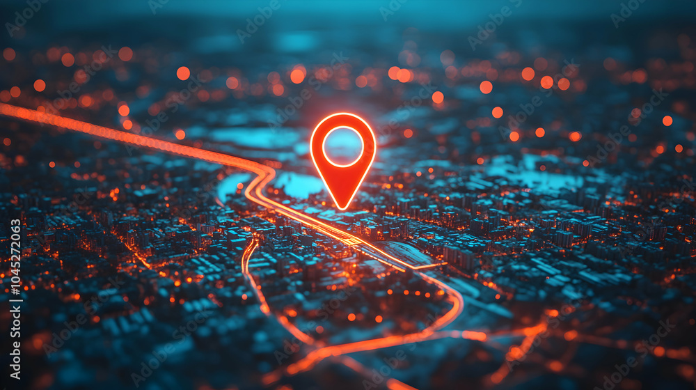 Aufkleber digital map with a pinpoint symbolizing innovation and location tracking
