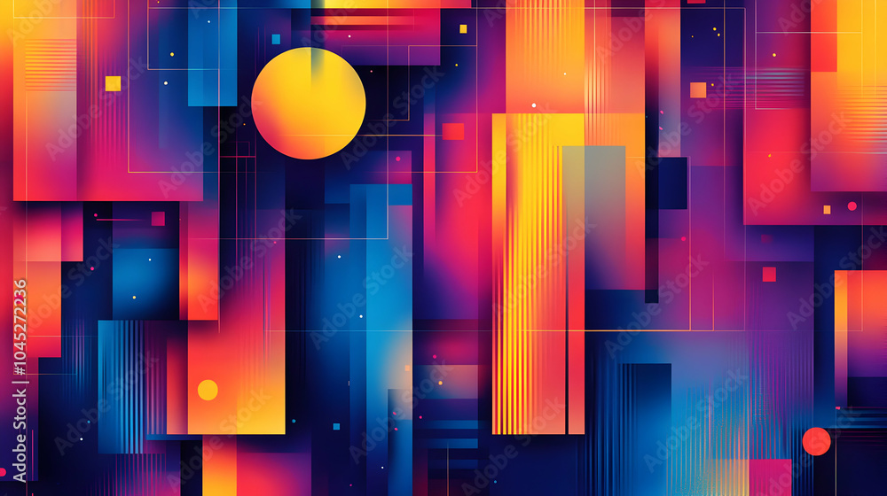 Poster dynamic colorful abstract pattern featuring irregular geometric shapes in vibrant hues