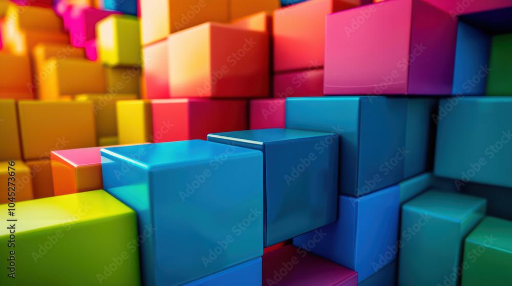 Poster colorful blocks create vibrant and dynamic business concept, symbolizing creativity and innovation. 