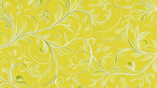 A yellow background with a white floral pattern