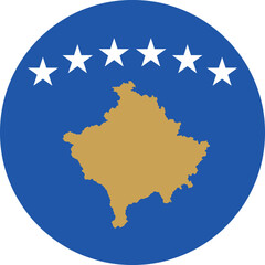 Circle shaped national flag of the European country of KOSOVO