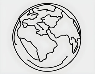 Earth globe continuous one line drawing of isolated outline vector icon background
