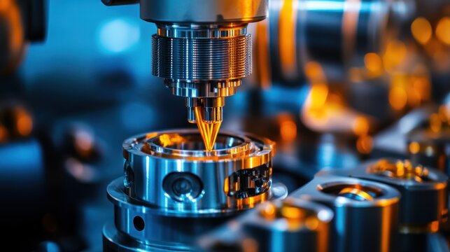 Engine parts manufacturing plant, showcasing precision machining and assembly lines for automotive engines.
