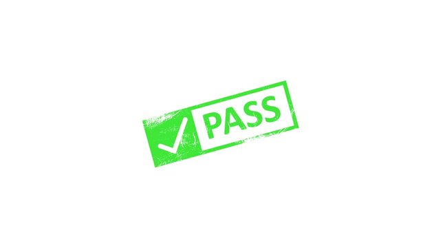 Green color passed sign icon animated on white background
