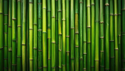 Fototapeta premium Bamboo stalks close-up on a textured green background.