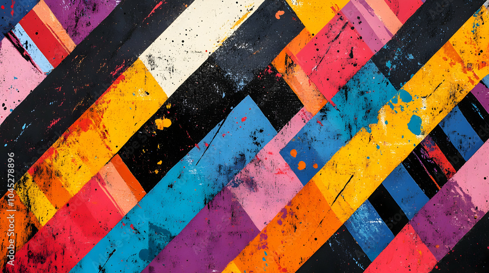 Aufkleber modern abstract geometric pattern with bold diagonal lines and vibrant colors