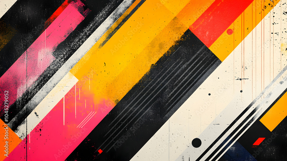 Aufkleber modern abstract geometric pattern with bold diagonal lines in vibrant colors