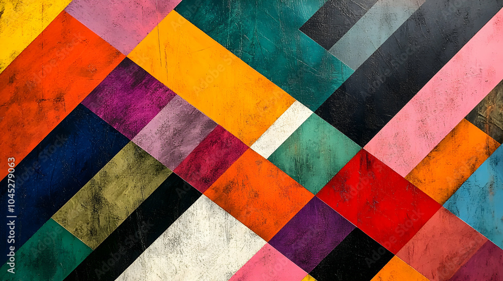 Poster modern abstract geometric pattern with bold diagonal lines and vibrant colors