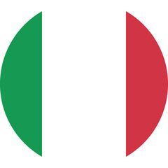 Circle shaped national flag of the European country of ITALY