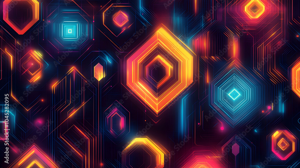 Poster seamless geometric pattern featuring hexagons and triangles in modern design