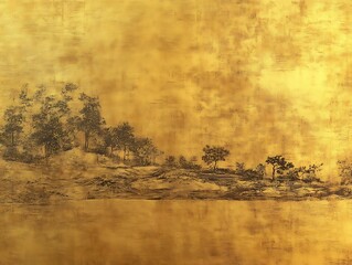 a goldcolored wallpaper arranged