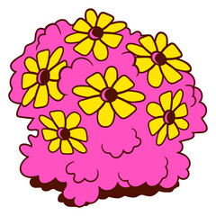 Colorful Flower Bush Cartoon Comic Design Happy Small Pretty Leaf Beautiful Green Plant Blooming Nature Lover Flowers Gardening Gardeners Thumb Garden Hobby Blooms Blossoms Gardener Leisure Summer