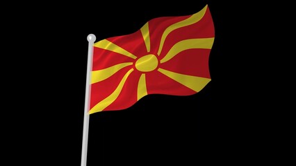 Flag of North Macedonia flying black background