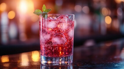 Refreshing Red Beverage with Mint