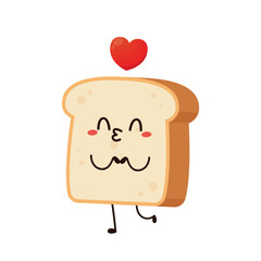 Cute happy toast. Vector cartoon character illustration icon design. Isolated on white background. Bread character design.