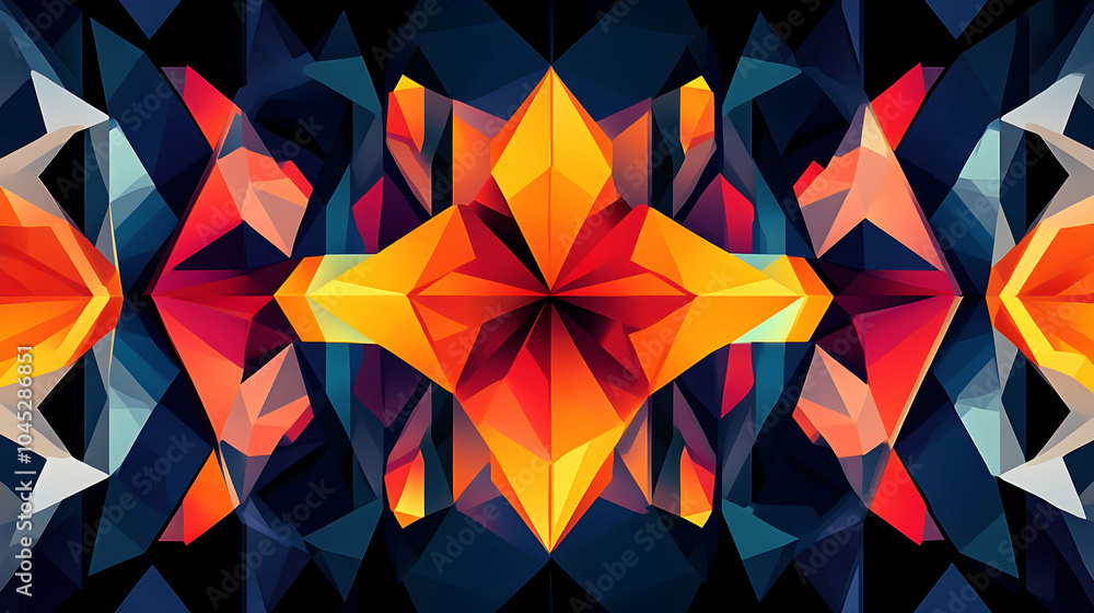 Poster abstract geometric shapes with sharp edges and bright colors in a modern design composition