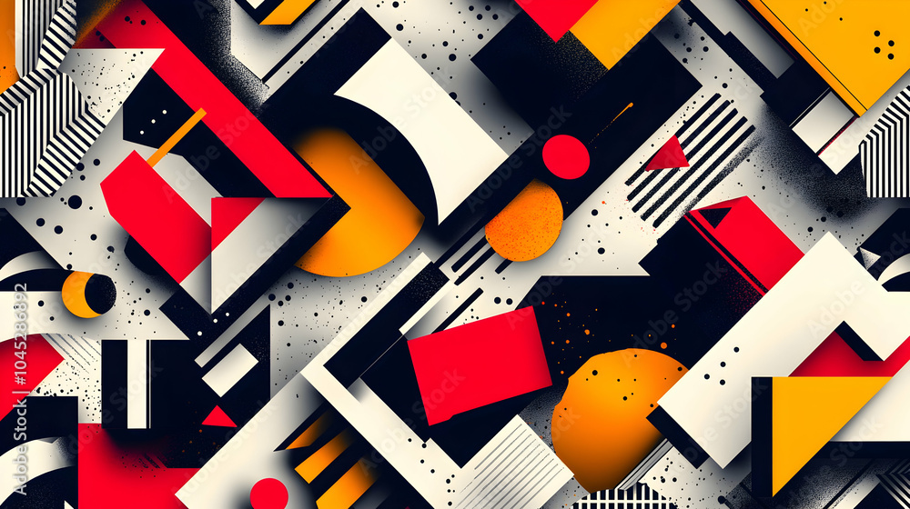 Aufkleber abstract geometric shapes featuring sharp edges and vibrant colors in a modern design composition