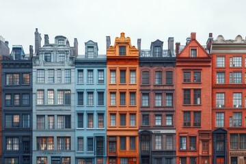 Fototapeta premium A row of buildings. Generative AI