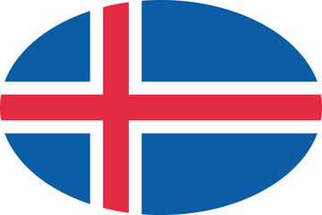 Naklejka premium Oval shaped national flag of the European country of ICELAND