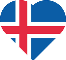Obraz premium Heart shaped national flag of the European country of ICELAND