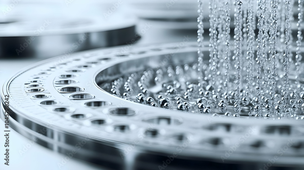 Poster 3d molecular scale coin minting concept extreme close-up of molecular assemblers creating futuristic