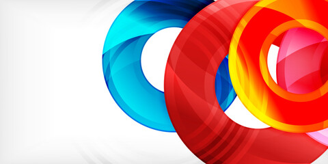 Fototapeta premium Bright colorful circles with light effects. Abstract background