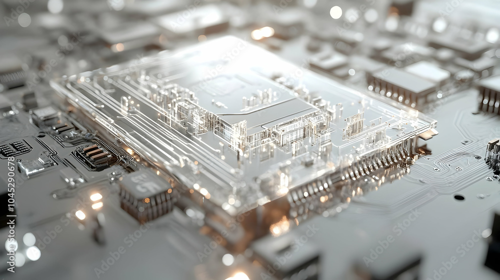 Poster 3d nano chip credit card macro shot transparent design visible circuits future financial technology 