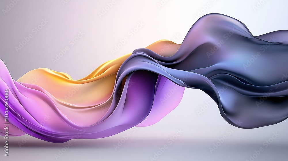 Poster abstract flowing fabric: a vibrant and mesmerizing abstract image of flowing fabric in shades of pur