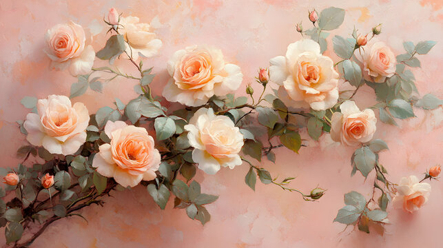 Elegant Floral Arrangement of Pastel-Colored Roses in a Soft Light Setting