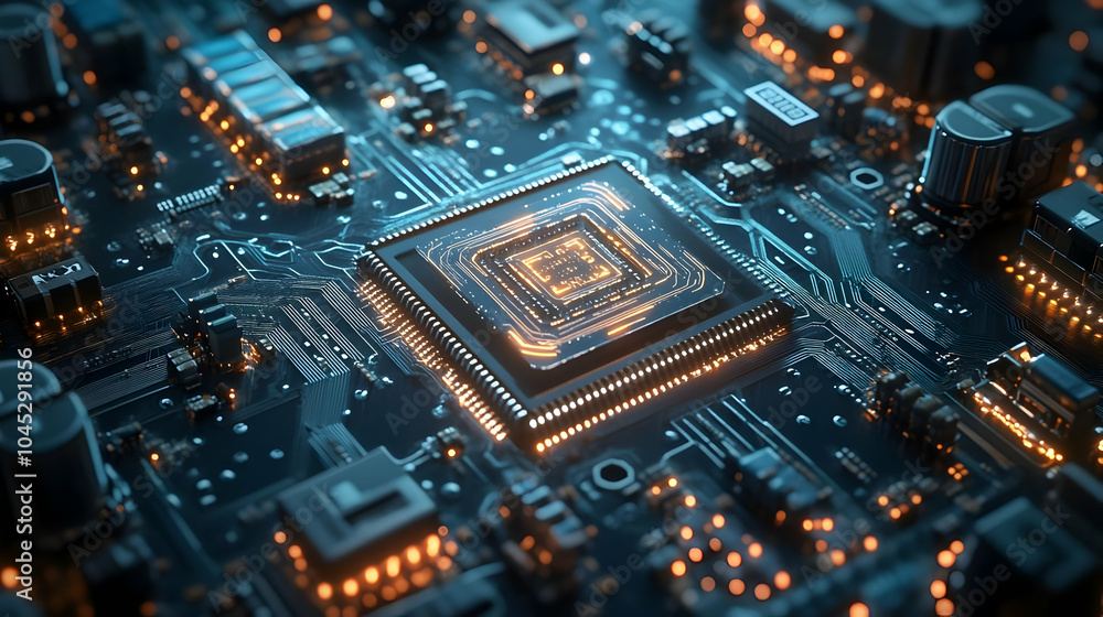 Aufkleber 3d quantum encrypted credit chip extreme close up subdermal technology intricate circuitry patterns 