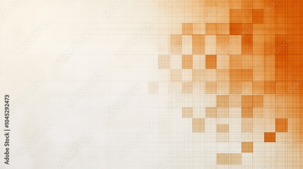 Poster abstract pixelated background: a minimalist, modern design with a gradient of orange and white squar