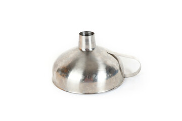 funnel in stainless steel on a white background