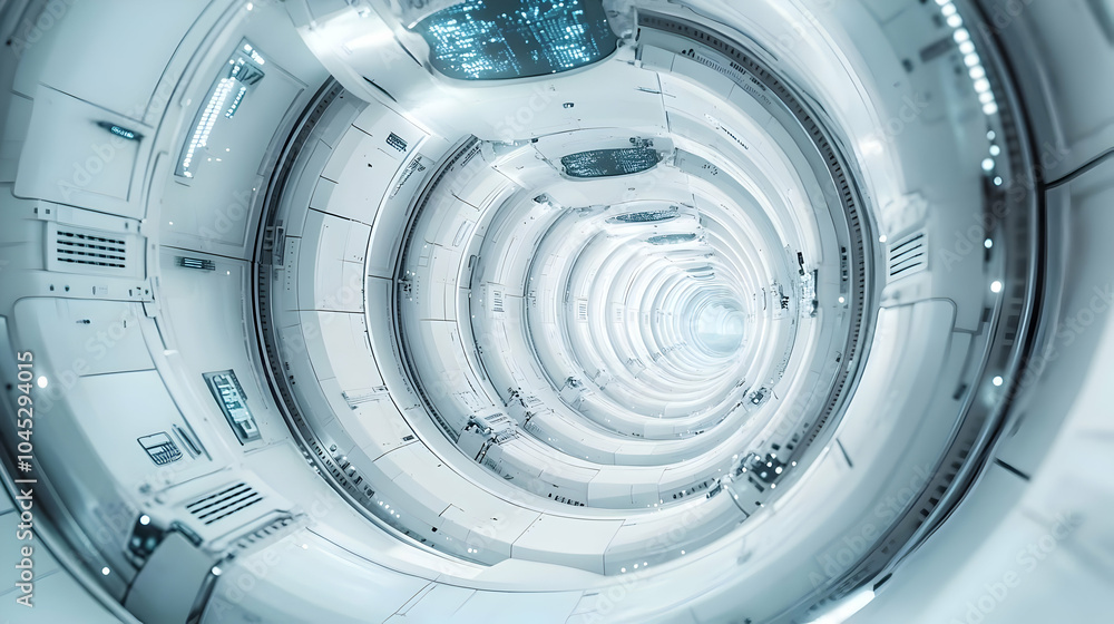 Poster 3d time warped investment portal concept miniature wormhole structure future market conditions predi