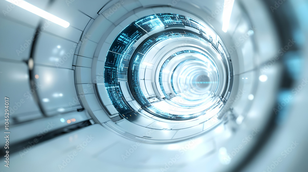 Poster 3d time warped investment portal macro view miniature wormhole structure future market conditions pr