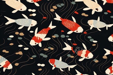 Fototapeta premium Geometric Koi fish pattern koi backgrounds animal.