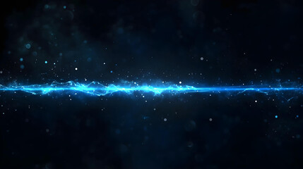 Glowing blue energy wave with particles on a dark background