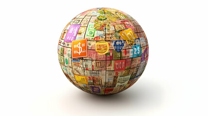 3D Vector Globe Currency Symbols Discount Tags Global Illustration Infographics International Finance Savings Business Advertising Strategies Icon