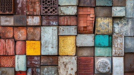 Recycling construction materials, with bricks, concrete, and metal being reused in new building projects.