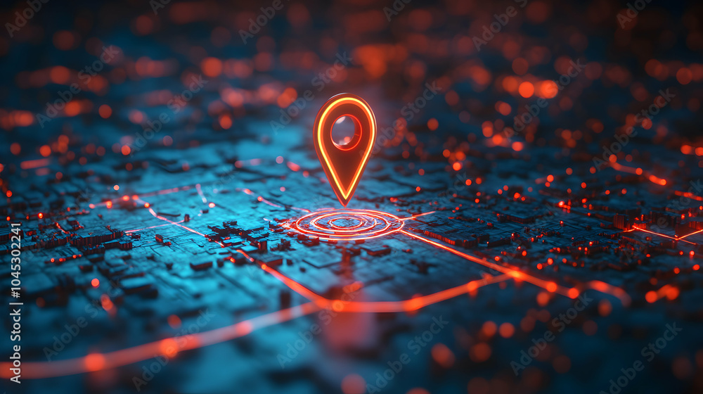 Aufkleber sleek digital map interface featuring a single pinpoint in a 3d environment