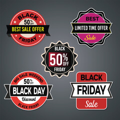 Black Friday Shopping Badges, Sale Badges and Quality Tags for Discounts and Special Offers 